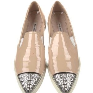 Miu Miu Patent Leather Slip On Loafers Sneakers